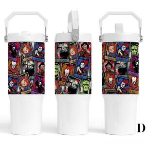 Halloween  30 oz Tumbler with flip straw, Horror Friends, Scary Horror Character